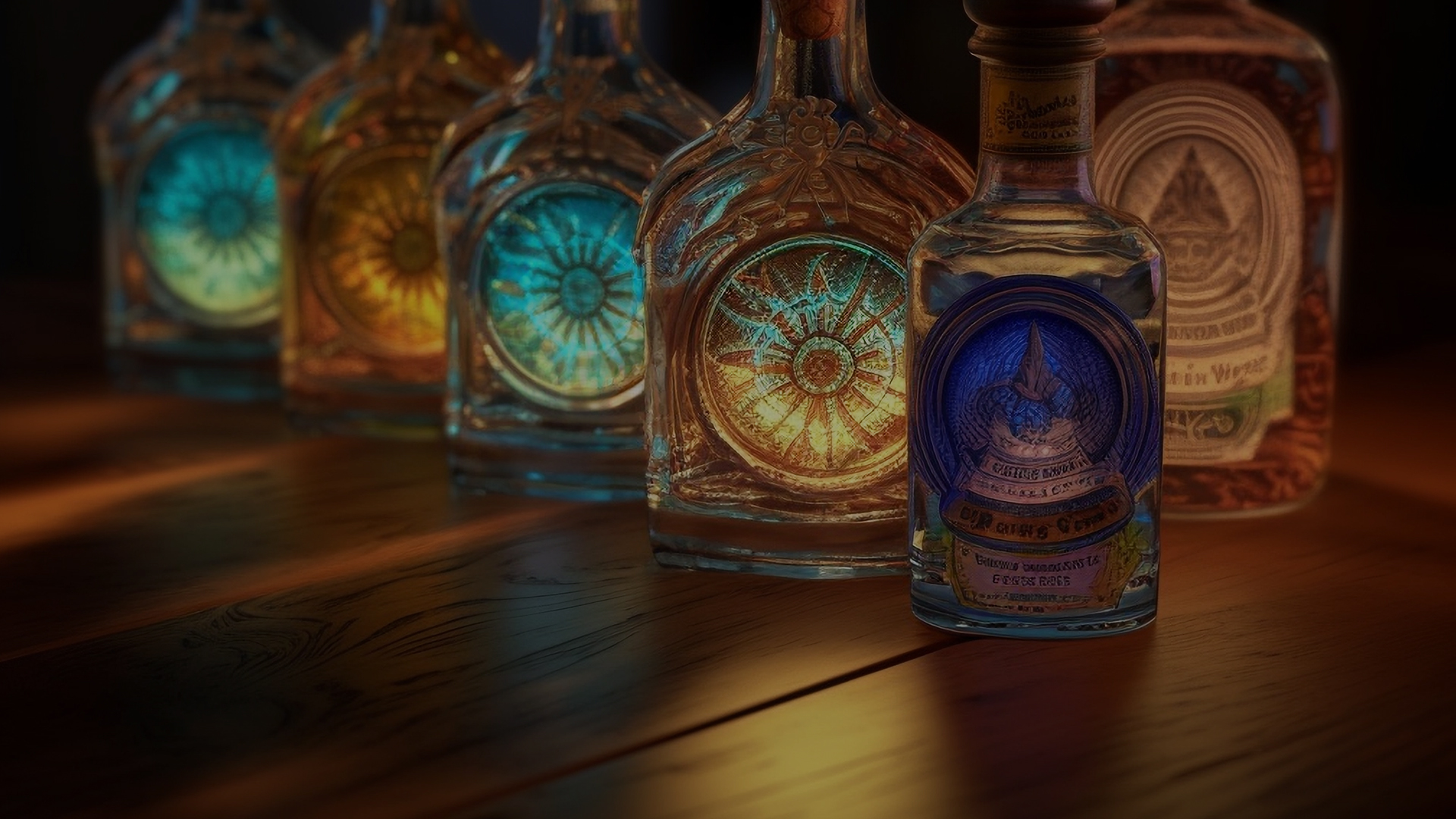 Bouteille de mezcal posée à côté d'un coeur d'agave